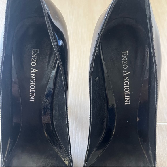 Enzo Angiolini Peep Toe Black Patent Pump Size 7 - Picture 2 of 9